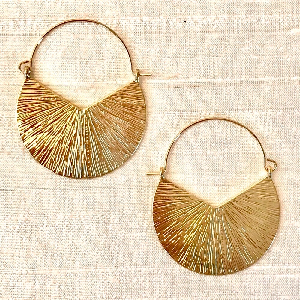 Anthropologie Radiant Gold Sunburst Earrings
